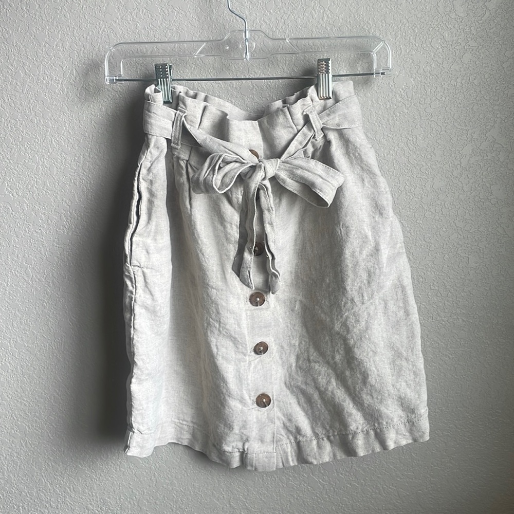 H&M Linen Button Front Skirt